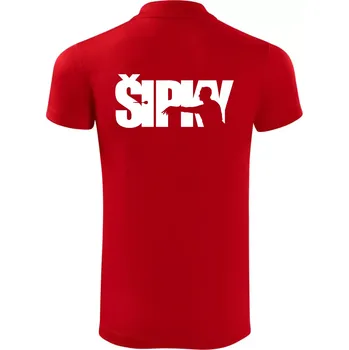 Pánská košile Šipky - nápis se šipkařem - Polokošile Victory sportovní (dresovina) - L ( Červená )