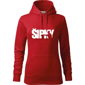 Dámská mikina Šipky - nápis se šipkařem - Mikina dámská Cape s kapucí - M ( Červená )