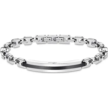 Náramek Pánský ocelový náramek s ploškou černý | Snadné zapínání | Ověřeno 1000+ zákazníky | Náramek pro může | Pánské šperky | ROMERO chirurgická ocel
