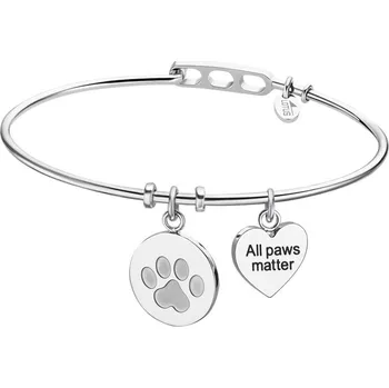 Náramek Dámský pevný ocelový náramek - psí tlapka a srdíčko Lotus Style | Elegantní design | Snadné zapínání | Ověřeno 1000+ zákazníky | Náramek pro ženy | Dámské šperky | ROMERO chirurgická ocel, zirkony