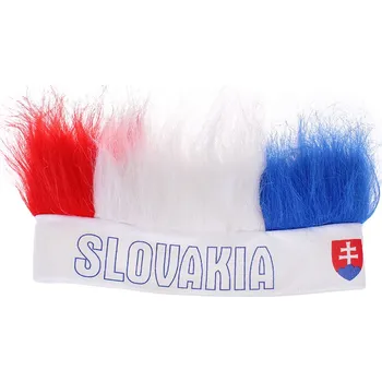 Čelenka Fan čelenka s vlasy Slovakia (Čelenka na fandění na sportovních zápasech)