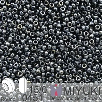 Korálek Korálky Miyuki Round 15/0. Barva 0451 Gunmetal. Balení 5g.