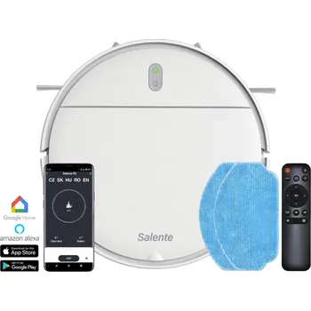 Robotický vysavač Salente R2, robotický vysavač, stírání vodou, nabíjecí stanice, bílý