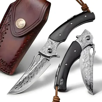 IZMAEL Damaškový lovecký skládací nůž HARAHU NI 35401 Černá 8.5 cm