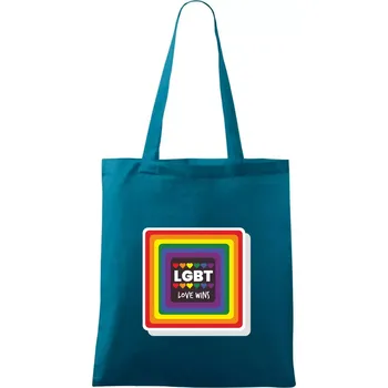 Love wins čtverec - Taška bavlněná - 42 x 38 cm ( Petrolejová )