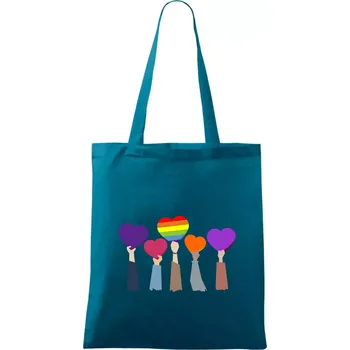 LGBT ruce srdce - Taška bavlněná - 42 x 38 cm ( Petrolejová )