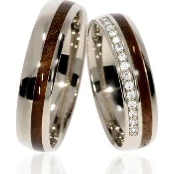 Prsten Zlatnictví Helios Zlatý snubní prsten se dřevem L-379 Kameny: Se Zirkony