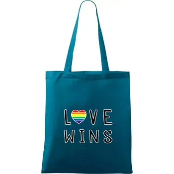 Love wins nápis - Taška bavlněná - 42 x 38 cm ( Petrolejová )