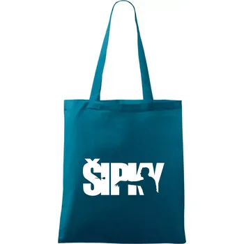 Šipky - nápis se šipkařem - Taška bavlněná - 42 x 38 cm ( Petrolejová )