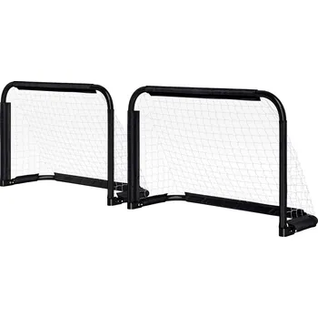 Fotbalová branka HOMCOM Sada fotbalových branek, 2 skládací mini branky, kovový rám, včetně nářadí, 90 x 36 x 60 cm, černá barva