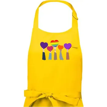 Kuchyňská zástěra LGBT ruce srdce - Pánská zástěra na vaření - Univerzální velikost ( Žlutá )