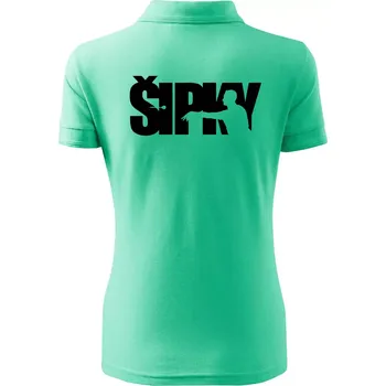 Šipky - nápis se šipkařem - Polokošile dámská Pique Polo - 2XL ( Mátová )
