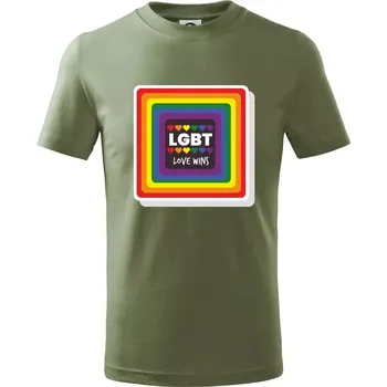Dětská móda Love wins čtverec - Tričko dětské bavlněné - 98 cm / 2 roky ( Khaki )