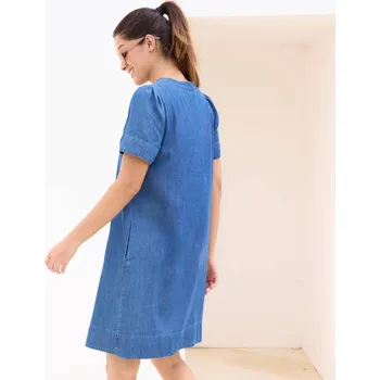 Dámské šaty Krátké džínové šaty na knoflíky modrá 54