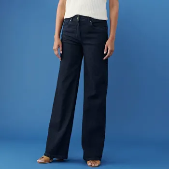 Dámské džíny Široké strečové džíny pro nižší postavu tmavě modrá 40