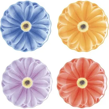 Talíř Jarní sada talířů gerbery pestré 4ks Bouquet 21 cm, Easy Life