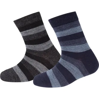 Dva páry proužkovaných merino ponožek SAFA Velikost: 23-26