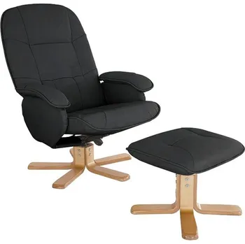 Křeslo TV křeslo s taburetem Fiorina, černá ekokůže