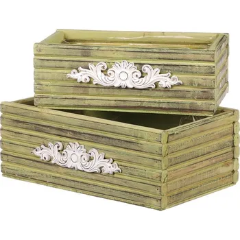 Obal na květináč Obal na květináč (2 ks) tvar šuplík, vintage zelený