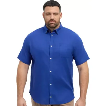 Pánská košile Velká pánská košile s krátkým rukávem hladká s lnem North Latitude 51106-0570 modrá (8XL)