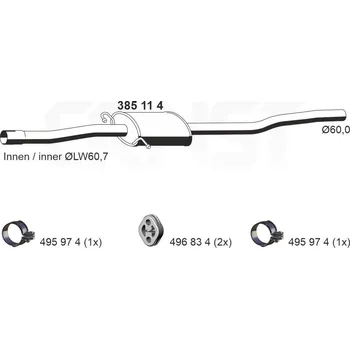 Auto-moto Střední tlumič výfuku ERNST 385114