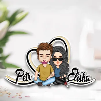 Plakát Akrylový plak - Srdce s jmény páru 26 cm