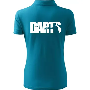 Darts - nápis se šipkařem - Polokošile dámská Pique Polo - M ( Tmavý tyrkys )