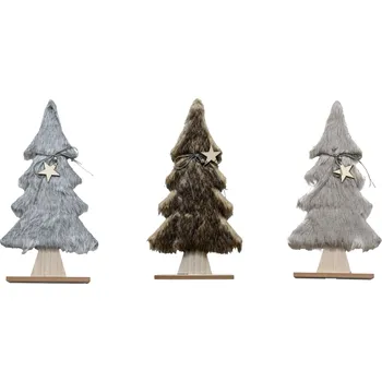 Vánoční dekorace AKCE Dekorační vánoční stromeček s kožešinou LUSH 41 cm - různé barvy II.jakost Barva: Hnědá