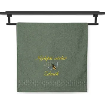 Ručník Ručník se jménem NA PŘÁNÍ 450g Nejlepší včelař khaki