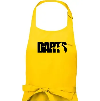 Kuchyňská zástěra Darts - nápis se šipkařem - Pánská zástěra na vaření - Univerzální velikost ( Žlutá )