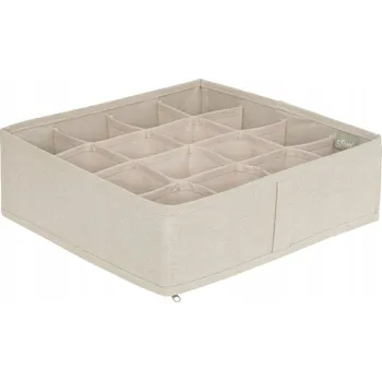Úložný box ORGANIZÉR DO ŠUPLÍKU TEXTILNÍ BÉŽOVÝ KRABIČKA 16 PŘIHRÁDEK 31 X 31 x 10 CM