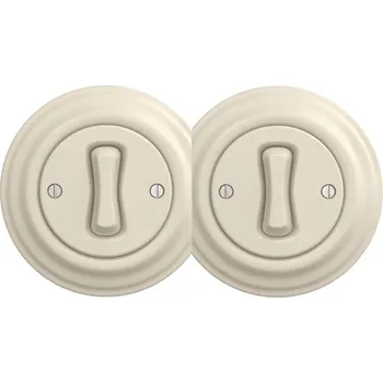 vypínač Kliklap - Dvojitý retro jednopólový vypínač s rámečkem č. 1 béžová