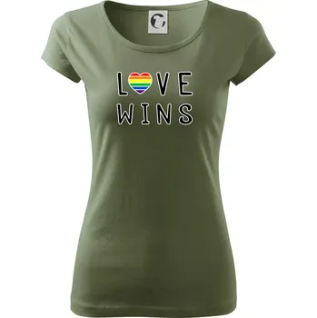 Dámské tričko Love wins nápis - Dámské triko Pure - 3XL ( Khaki )