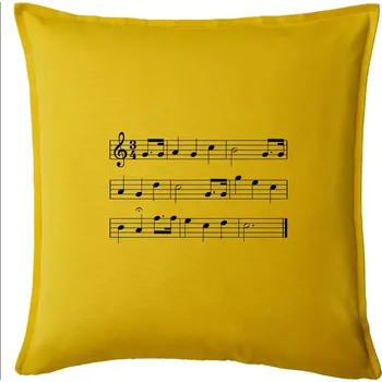 Polštář Hodně štěstí zdraví - noty - Polštář 50x50 - 50x50 - Pouze potah ( Žlutá )
