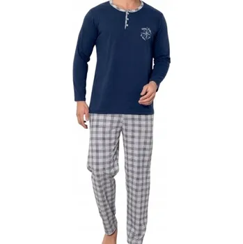 Pánské pyžamo Pánské pyžamo dlouhý rukáv dlouhé kalhoty bavlněné XXL 2XL