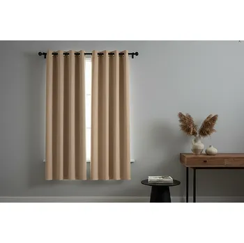 Zatemňovací krátký závěs s kroužky FLAVIA- BLACKOUT 135x180 cm béžová (cena za 1 kus) Mybesthome