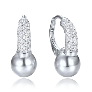 Náušnice Minet Elegantní stříbrné náušnice kuličky se zirkony