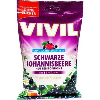 Bonbon VIVIL SCHWARZE JOHANNISBEERE Hustenbonbons mit 11 Kräutern - bylinnné bonbony s černým rybízem a 11 druhy bylin - 33ks 120g