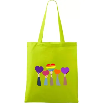 LGBT ruce srdce - Taška bavlněná - 42 x 38 cm ( Limetková )