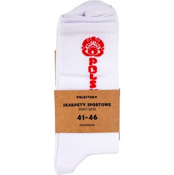 Ponožky dlouhé sportovní Folkstar bílé s nápisem Česká Republika 41-46