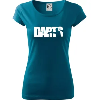 Dámské tričko Darts - nápis se šipkařem - Dámské triko Pure - XL ( Petrolejová )