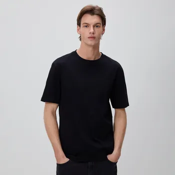 Reserved - Tričko regular fit z&nbsp;mercerované bavlny - černý - 987IR-99X - 987IR-99X-S