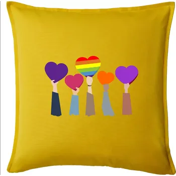 Polštář LGBT ruce srdce - Polštář 50x50 - 50x50 - Pouze potah ( Žlutá )