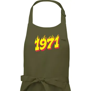 Kuchyňská zástěra Narozeniny v ohni 1971 - Pánská zástěra na vaření - Univerzální velikost ( Khaki )