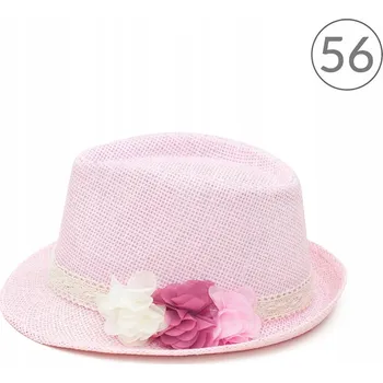 Klobouk Slaměný klobouk Trilby pro dívky, plážový letní s květinami, velikost 56