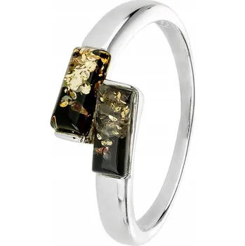 Prsten Stříbrný Prstýnek se Zelenými Jantary Zelený Jantar Stříbro 925 23