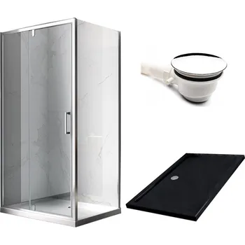 BPS-koupelny Obdélníkový sprchový kout HYD-OK07A 100x90 chrom/transparent + vanička HYD-OSV-ST04A černá