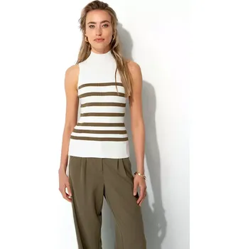 Dámské tričko CATNOIR dámský top bílý se zeleným pruhem