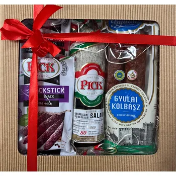Dárkový potravinový koš Pick Szeged Dárkové balení pravého uheráku Pick, klobás Gyulai a MiniPick