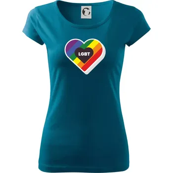LGBT srdce duhové - Dámské triko Pure - 3XL ( Petrolejová )
